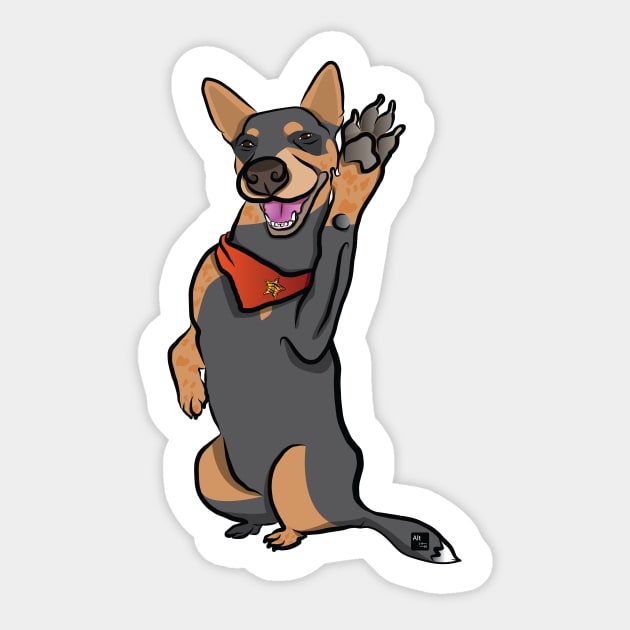 Lefty Cattle Dog High Five Sticker by AltTabStudio